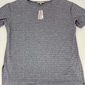 Philosophy Womens 2X Gray Block Texture Stretch Short Sleeve Crew Shirt Top